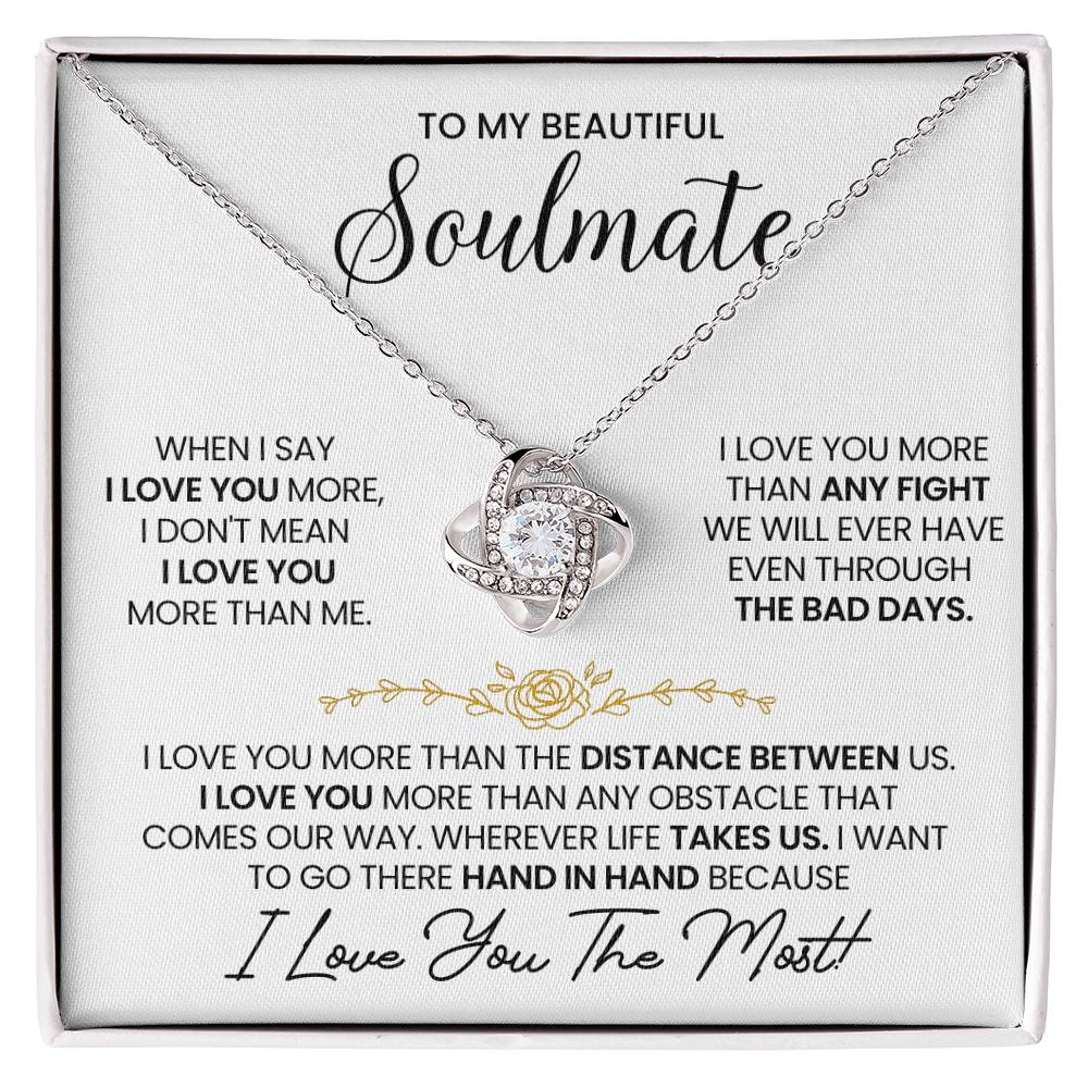 To My Soulmate Love Knot Necklace – I Love You More — product image 2