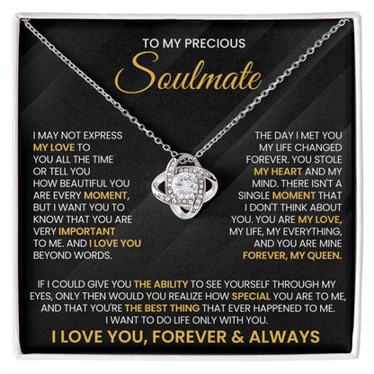 To My Precious Soulmate Love Knot Necklace – You Stole My Heart — product thumbnail 1