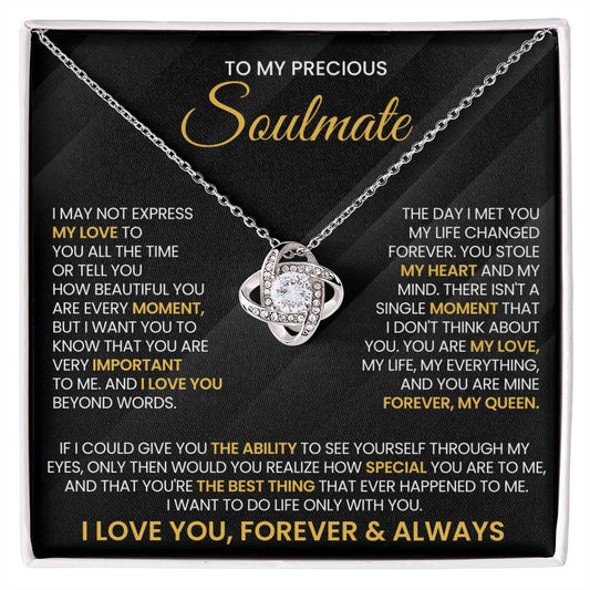 To My Precious Soulmate Love Knot Necklace – You Stole My Heart