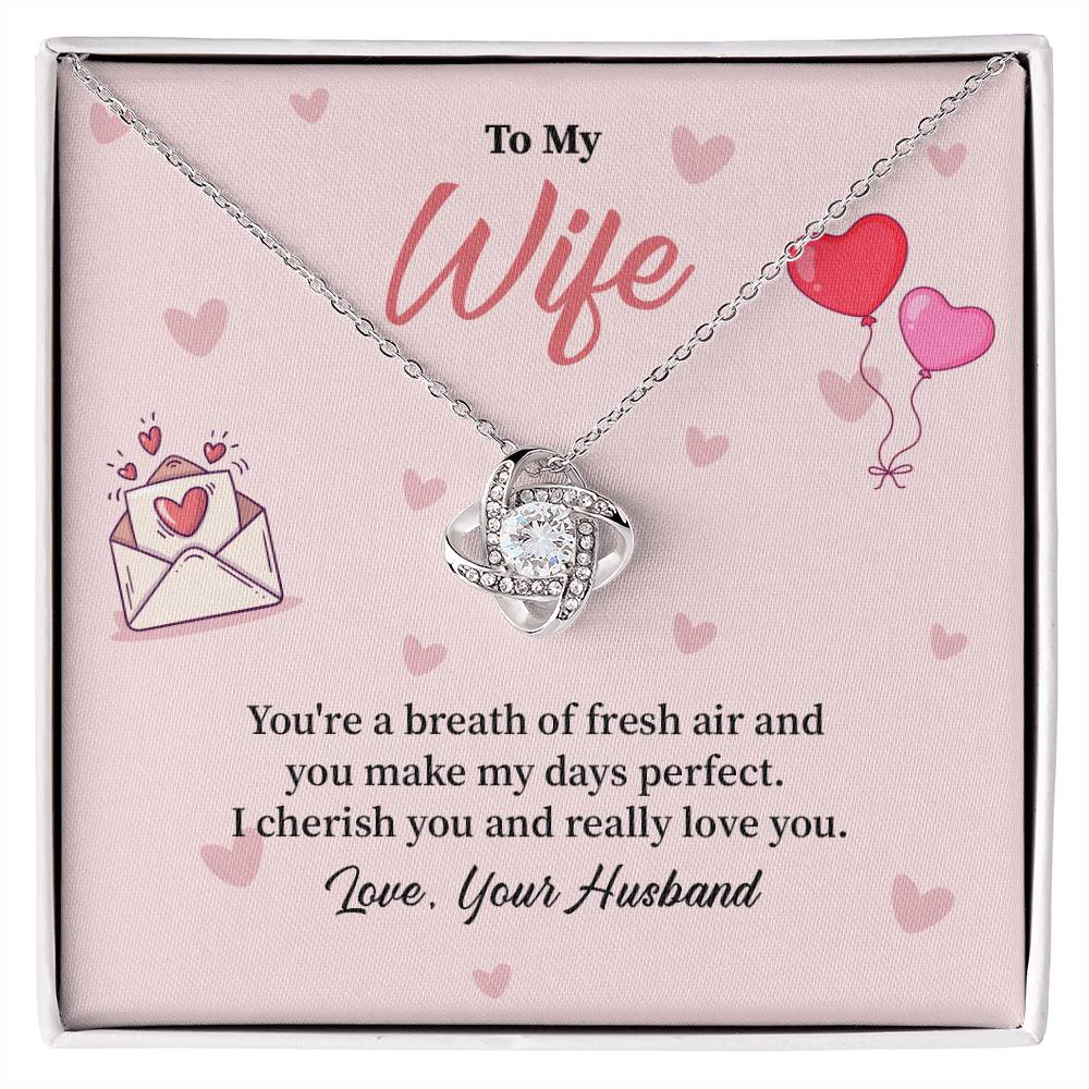 To My Wife  Birthday, Anniversary, Valentines Love Knot Necklace Gift 