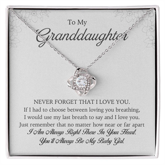 To My Granddaughter Love Knot Necklace – Never Forget My Love