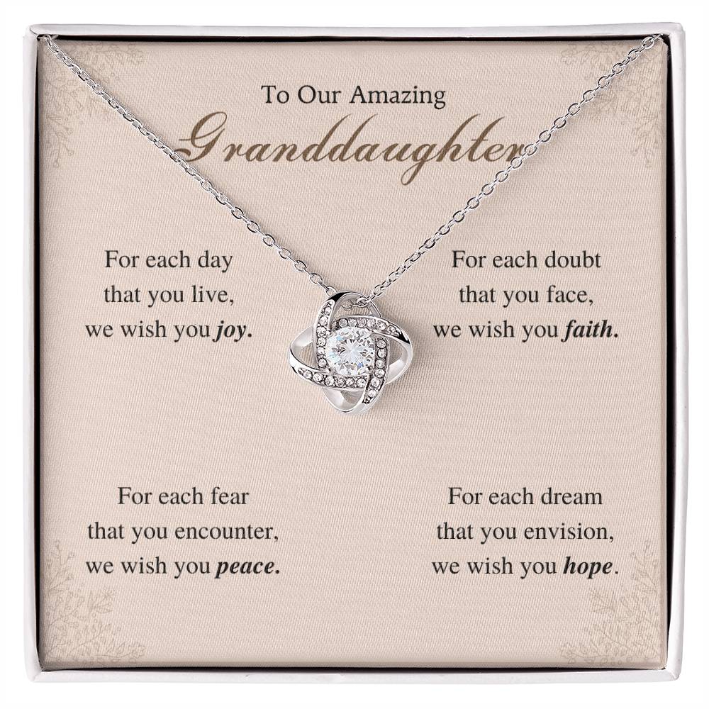 To Our Amazing Granddaughter Love Knot Necklace – Joy, Faith, Peace & Hope — product image 2