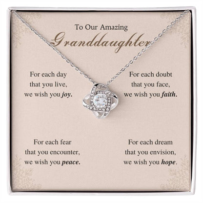 To Our Amazing Granddaughter Love Knot Necklace – Joy, Faith, Peace & Hope — product thumbnail 2