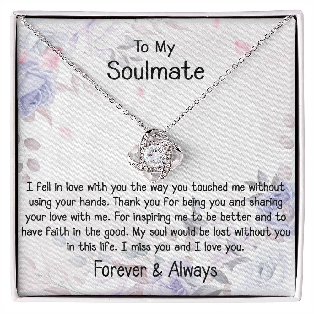 To My Soulmate Gift Love Knot Silver Necklace With Beautiful Message C