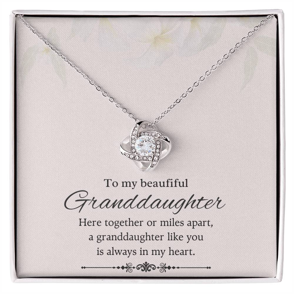To My Granddaughter Love Knot Necklace – Together or Miles Apart — product image 1