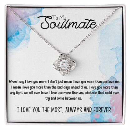 To My Soulmate Necklace for Women Gift From Husband I Love You More - My Soulmate Love Knot Necklace Gifts for Her Anniversary Future Wife Necklace Romantic Gifts For My Wife with Card & Box