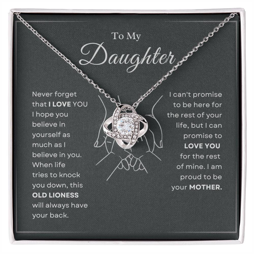 To My Daughter Love Knot Necklace – Old Lioness Gift from Mom