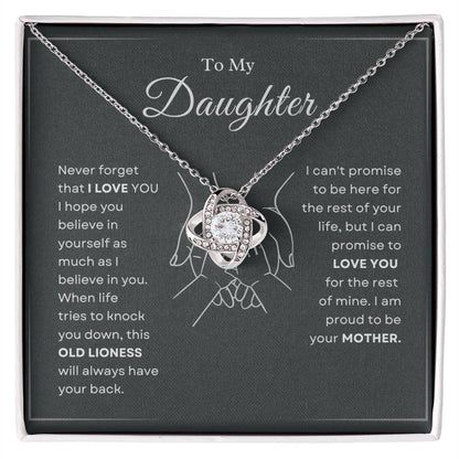 To My Daughter Love Knot Necklace – Old Lioness Gift from Mom