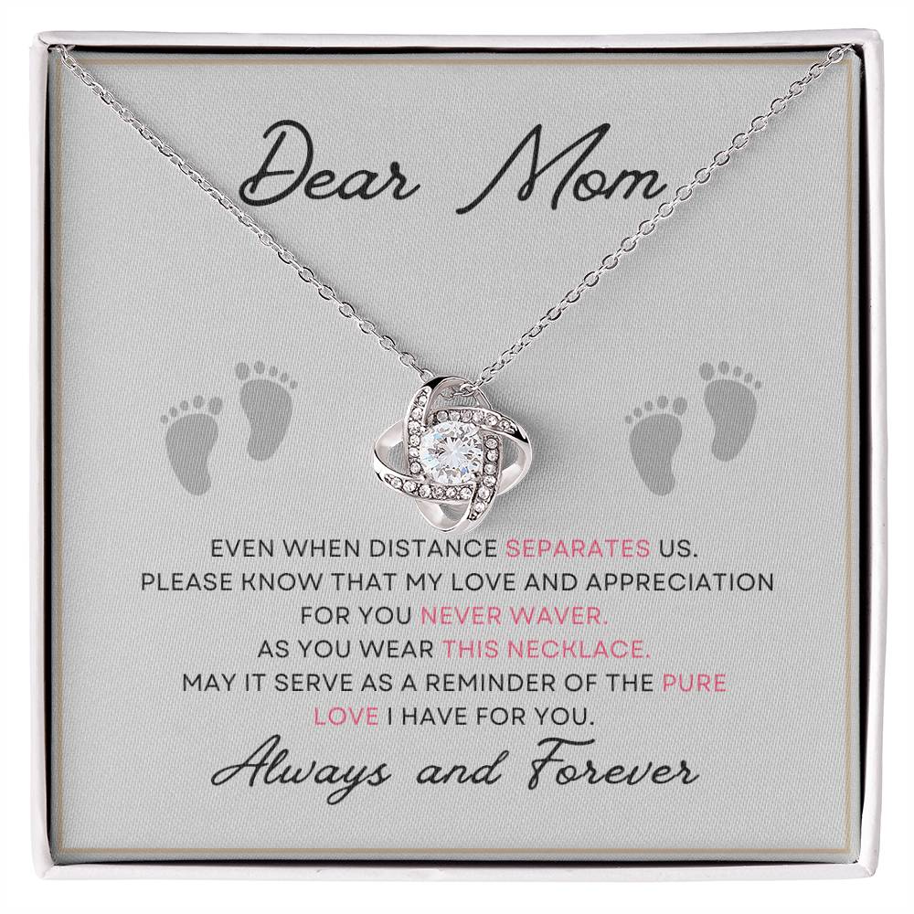 Dear Mom Pure Love You Card Gift Love Knot Necklace From Daughter With Message Card Mother's Day Necklace Gift for Mom, Mother Necklace, Mom Birthday Present From Daughter