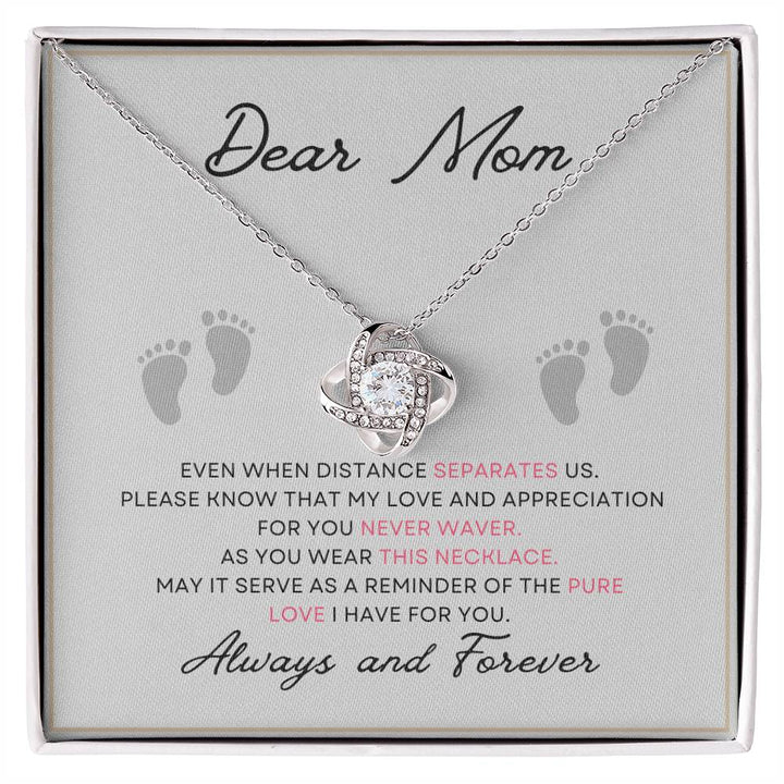 Dear Mom Love Knot Necklace – Pure Love Message Card Gift — printed message card artwork