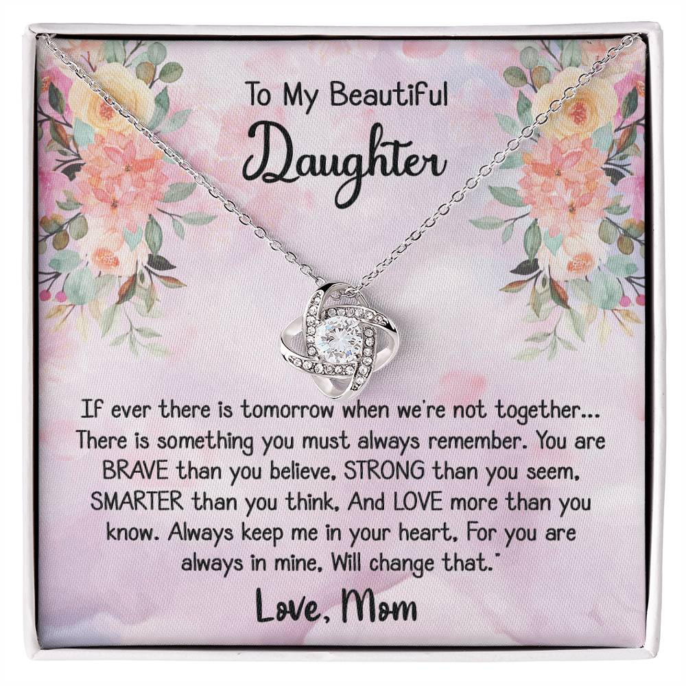 To My Daughter Love Knot Necklace Gift With Beautiful Message Card - B