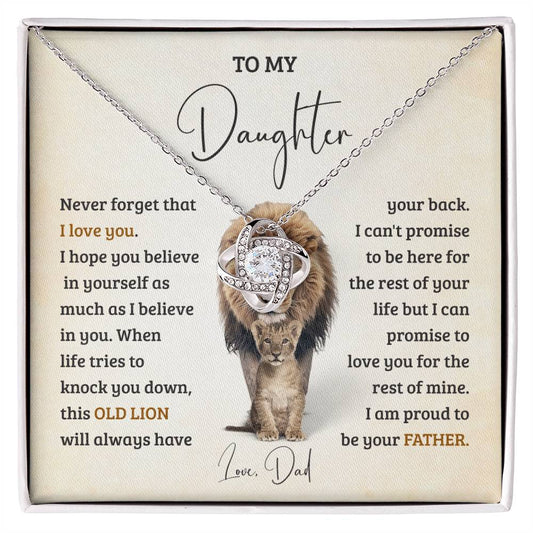 To My Daughter Never Forget That I Love You, Brave Lion Daughter Necklace Gift From Dad Gifts For Daughter From Father, Gift From Dad for Daughter, Father Daughter Necklace With Heartfelt Message