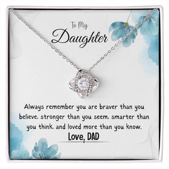 To My Daughter Love Knot Necklace Gift From Dad, With Message Card  -