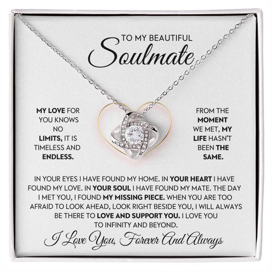 To My Beautiful Soulmate Love Knot Necklace – Timeless Love