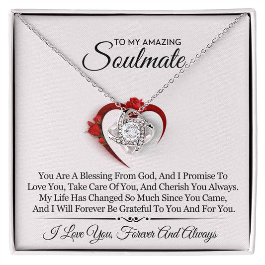 To My Amazing Soulmate Love Knot Necklace – Blessing From God