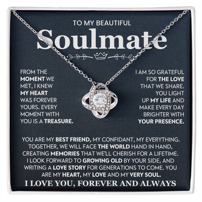 To My Beautiful Soulmate Love Knot Necklace – Together Hand in Hand — product thumbnail 2