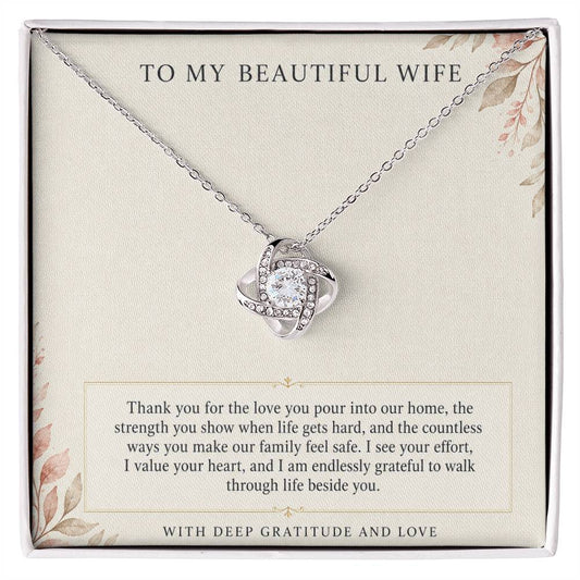 Love Knot Necklace for Wife from Husband – Thank You for Our Life