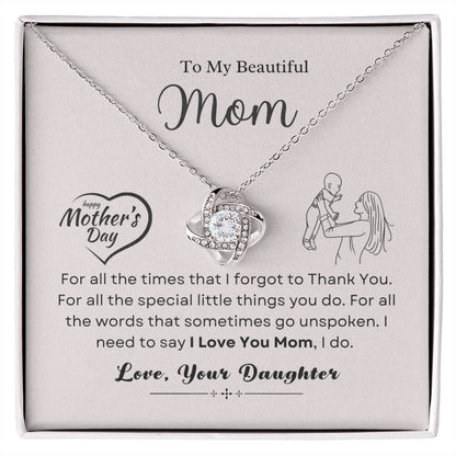 To My Mom Love Knot Necklace – Thank You Gift from Daughter