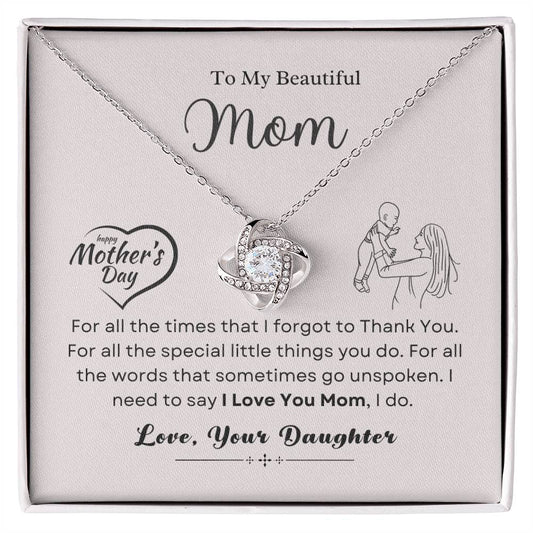 To My Mom Love Knot Necklace – Thank You Gift from Daughter