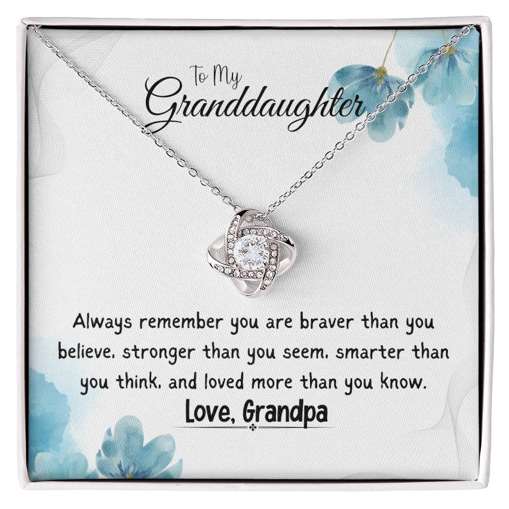 To My Granddaughter Necklace From Grandpa Love Knot Necklace for Girls