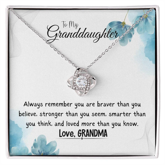 To My Granddaughter Necklace From Grandma Love Knot Necklace for Girls