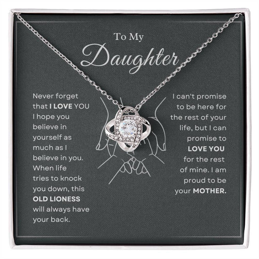 To My Daughter Love Knot Necklace – Old Lioness Gift from Mom