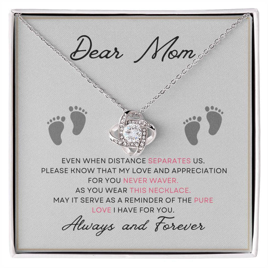 Dear Mom, Always and Forever Message Card Gift Love Knot Necklace From Daughter With Message Card Mother's Day Necklace Gift for Mom, Mother Necklace, Mom Birthday Present From Daughter