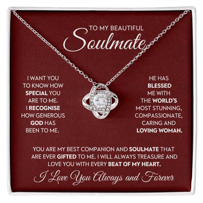 To My Beautiful Soulmate Love Knot Necklace – My Blessed Gift — product thumbnail 2