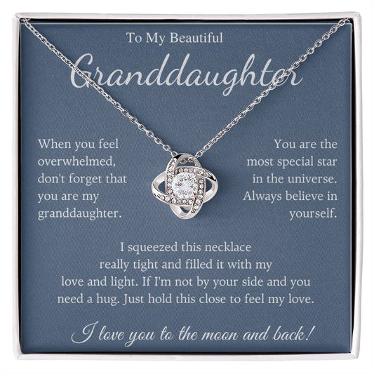 To My Granddaughter Love Knot Necklace – When You Feel Alone, Remember My Love