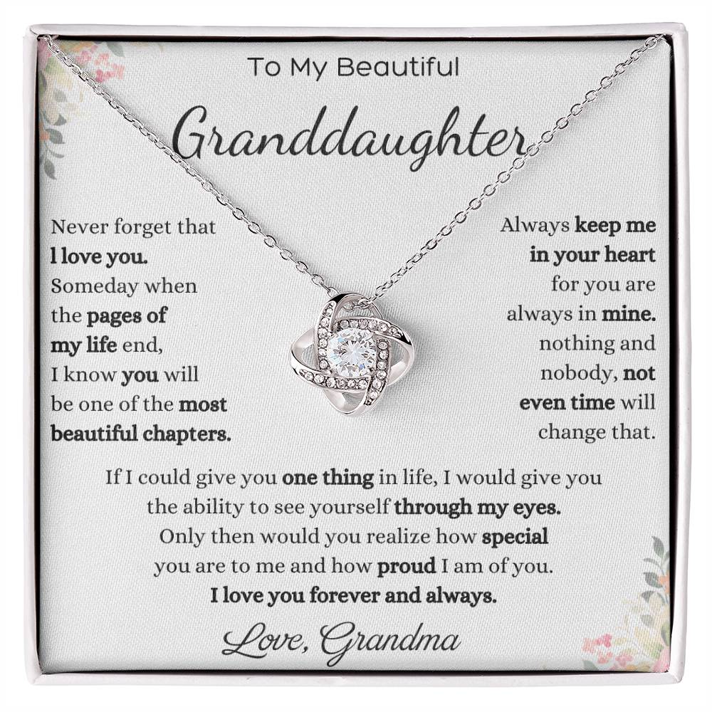 To My Beautiful Granddaughter Love Knot Necklace – Never Forget I Love You — product image 2