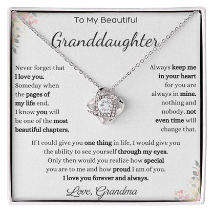 To My Beautiful Granddaughter Love Knot Necklace – Never Forget I Love You — product thumbnail 2