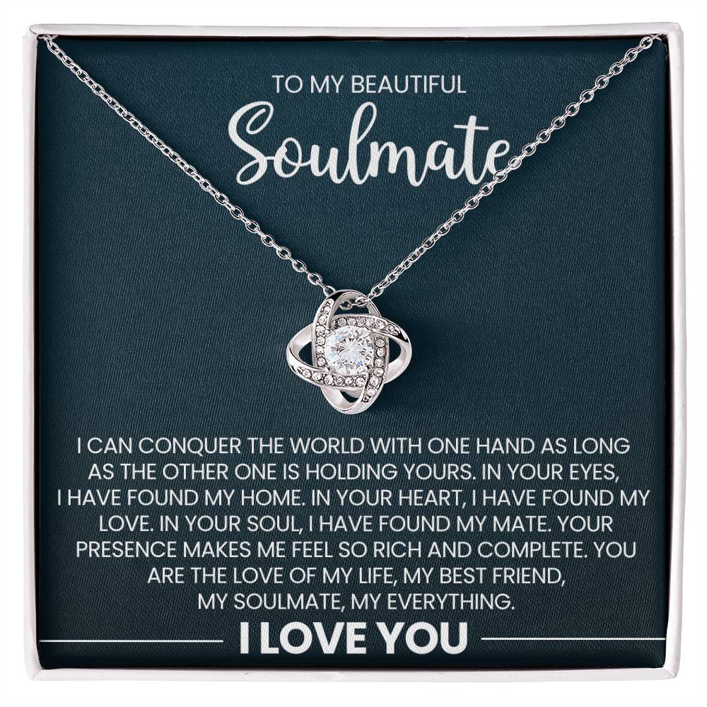 To My Beautiful Soulmate Love Knot Necklace – Conquer the World Together — product image 2