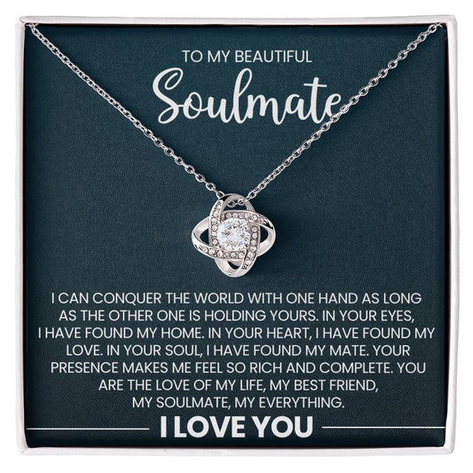 To My Beautiful Soulmate Love Knot Necklace – Conquer the World Together