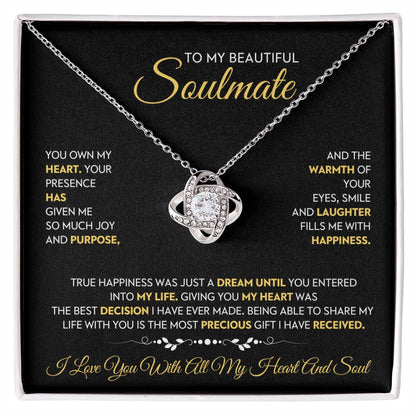 To My Beautiful Soulmate Love Knot Necklace – My Heart's Joy — product thumbnail 1