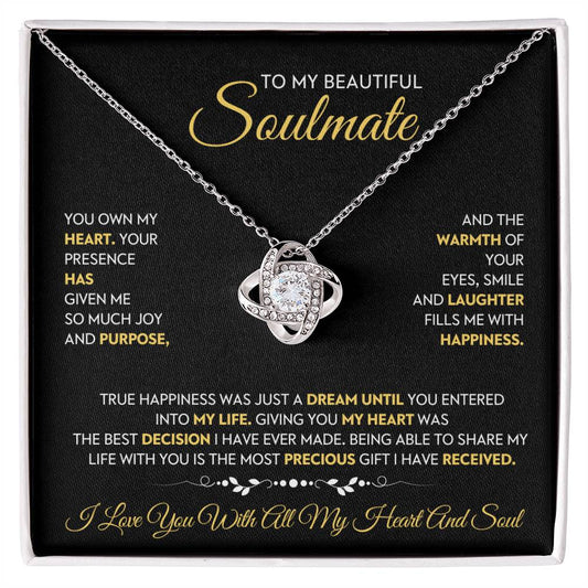 To My Beautiful Soulmate Love Knot Necklace – My Heart's Joy