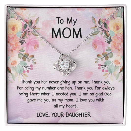 To My Mom Gift Love Knot Necklace From Daughter With Message Card Moth