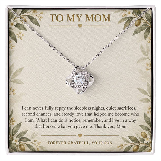Love Knot Necklace for Mom from Son – More Than I Can Repay