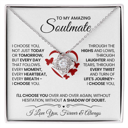 To My Amazing Soulmate Love Knot Necklace – I Choose You Always — product thumbnail 2