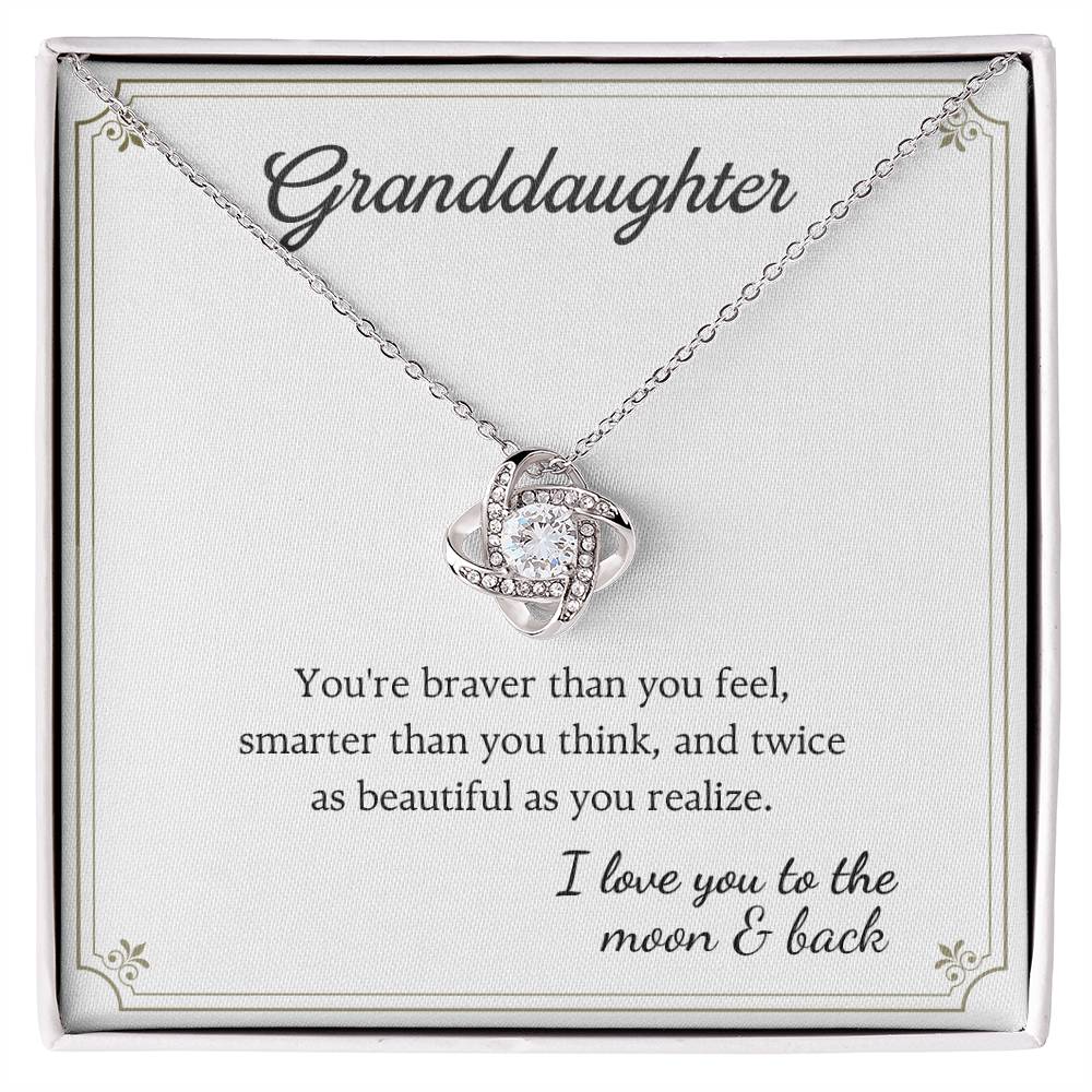 To My Granddaughter Love Knot Necklace – Braver Than You Feel — product image 1