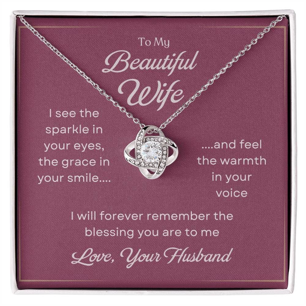 To My Beautiful Wife Love Knot Necklace – My Greatest Blessing — product image 2