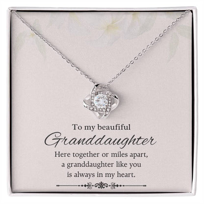 To My Beautiful Granddaughter Love Knot Necklace – Together or Miles Apart — product thumbnail 2