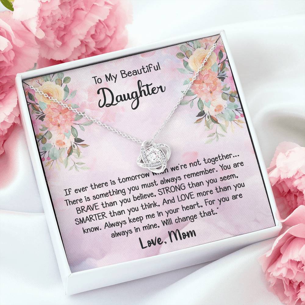 To My Daughter Love Knot Necklace Gift With Beautiful Message Card - B