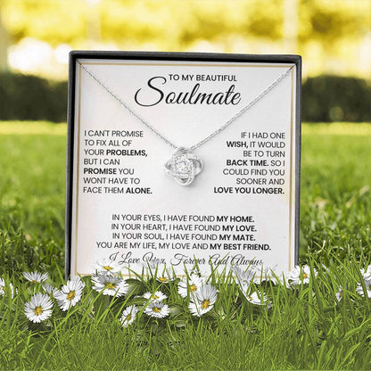 To My Beautiful Soulmate Necklace for Women, Girlfriend- My Soulmate Love Knot Necklace Gifts for Her Anniversary Future Wife My Love My Mate My Bestfriend Girl Friend Necklace with Card & Box