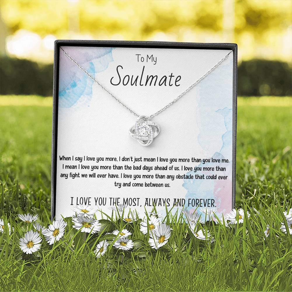 To My Soulmate Necklace for Women Gift From Husband Say I Love You The Most - My Soulmate Love Knot Necklace Gifts for Her Anniversary Future Wife Necklace Romantic Gifts For My Wife with Card & Box