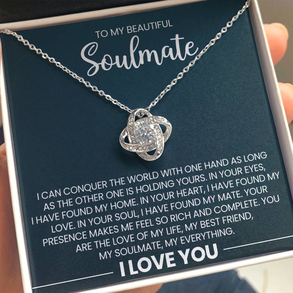 To My Beautiful Soulmate Love Knot Necklace – Conquer the World Together — product image 1