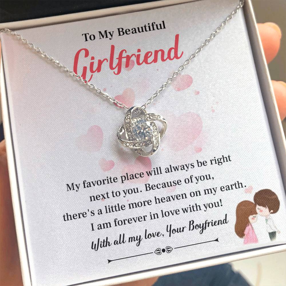 To My Beautiful  Girlfriend Love Knot Necklace - My Gorgeous Girlfrien