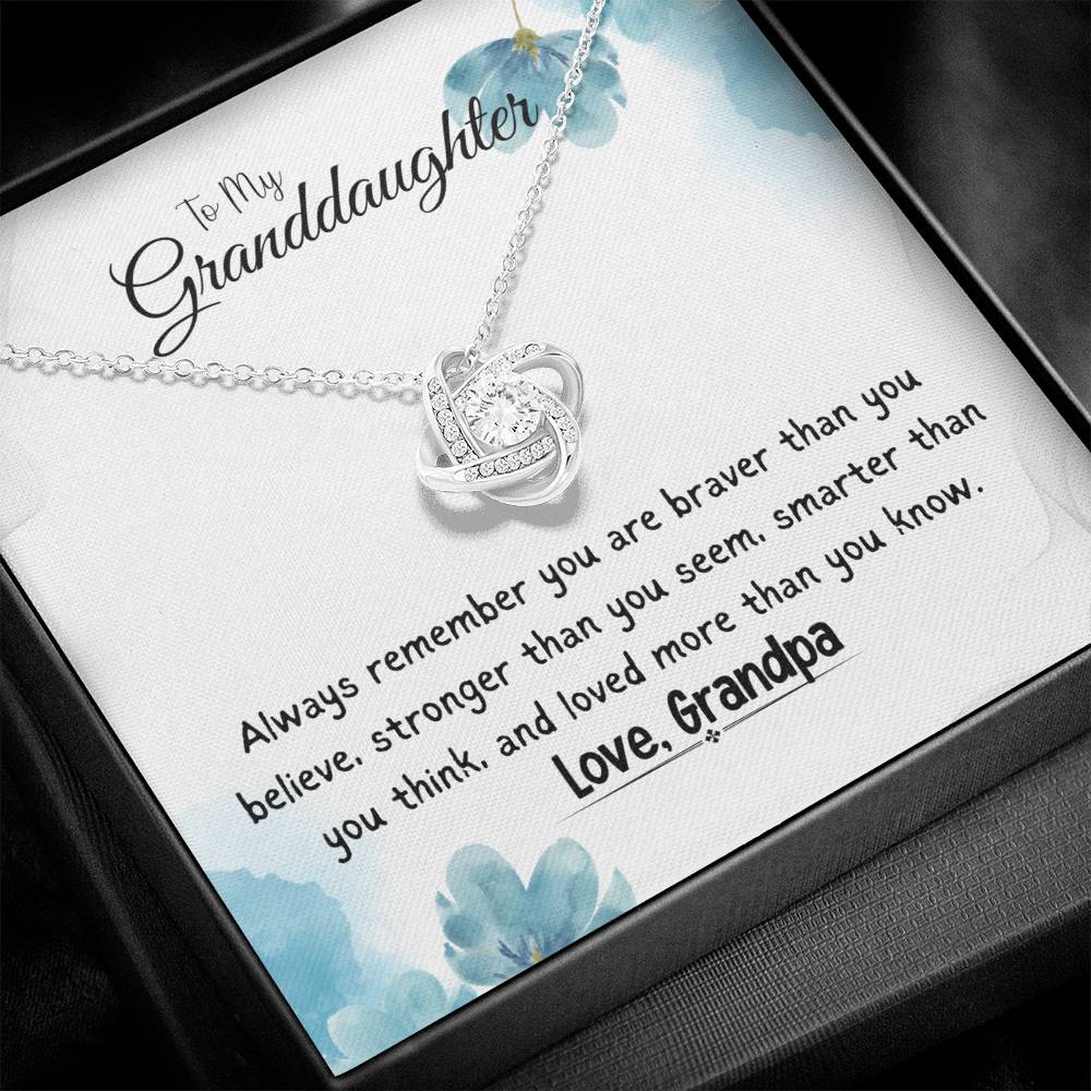 To My Granddaughter Necklace From Grandpa Love Knot Necklace for Girls