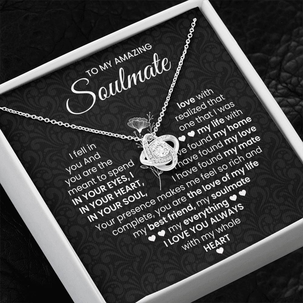 To My Amazing Soulmate Necklace for Women, Girlfriend- My Soulmate Love Knot Necklace Gifts for Her Anniversary Future Wife I Love You Always Girl Friend Necklace with Card & Box