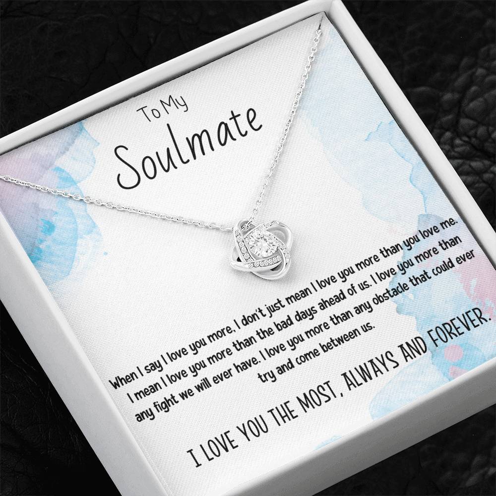 To My Soulmate Necklace for Women Gift From Husband Say I Love You The Most - My Soulmate Love Knot Necklace Gifts for Her Anniversary Future Wife Necklace Romantic Gifts For My Wife with Card & Box