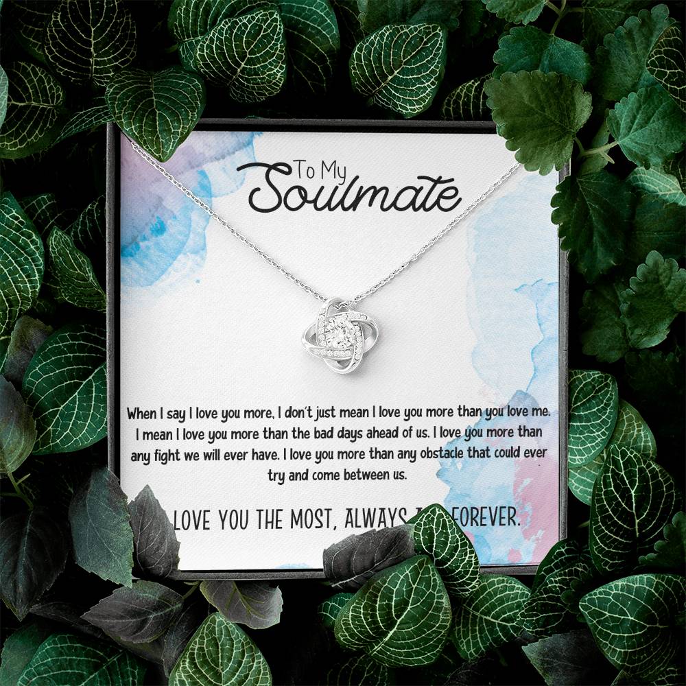 To My Soulmate Necklace for Women Gift From Husband I Love You More - My Soulmate Love Knot Necklace Gifts for Her Anniversary Future Wife Necklace Romantic Gifts For My Wife with Card & Box